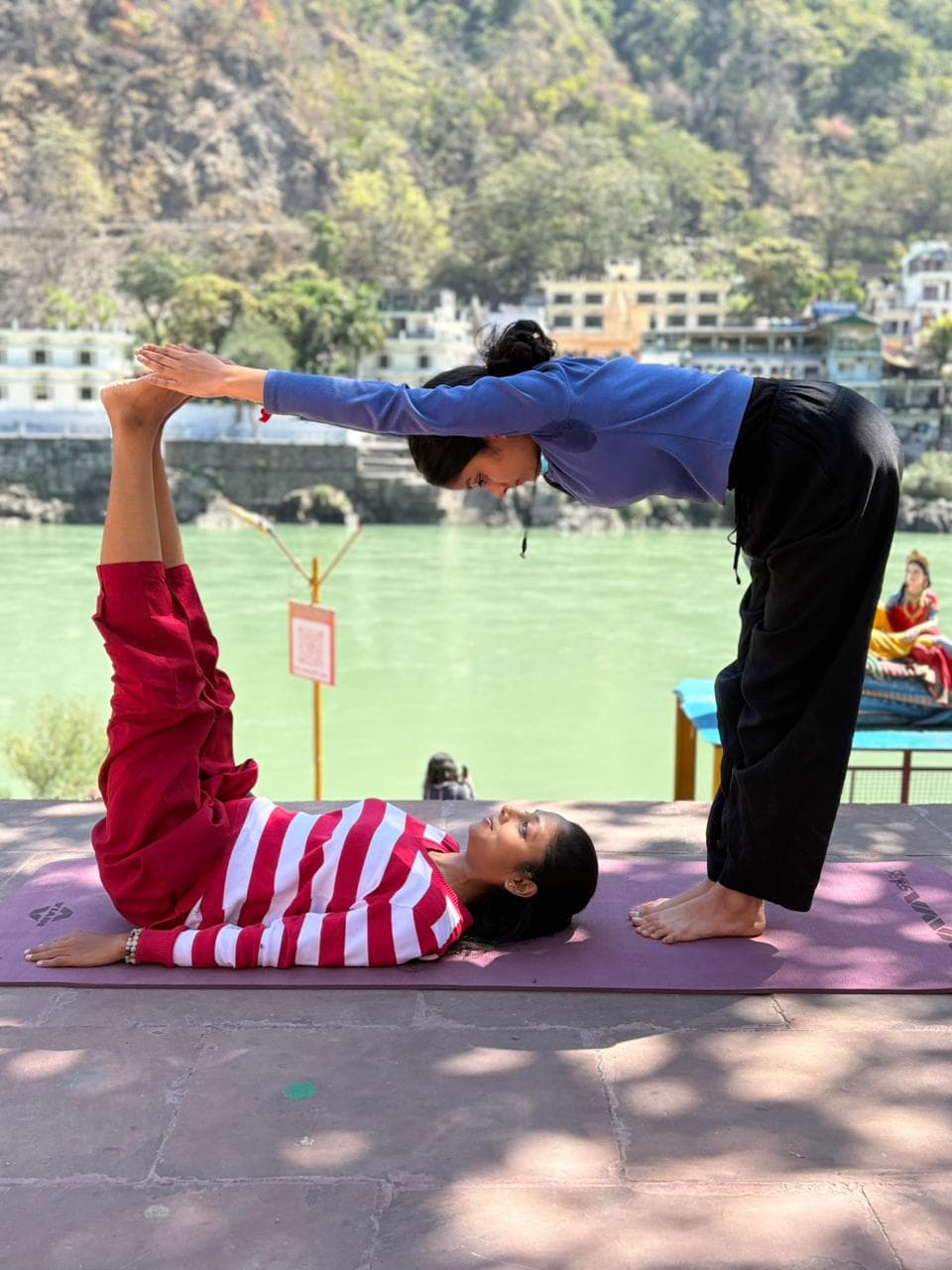 Yoga practice in Rishikesh near Ganga river - Image 3