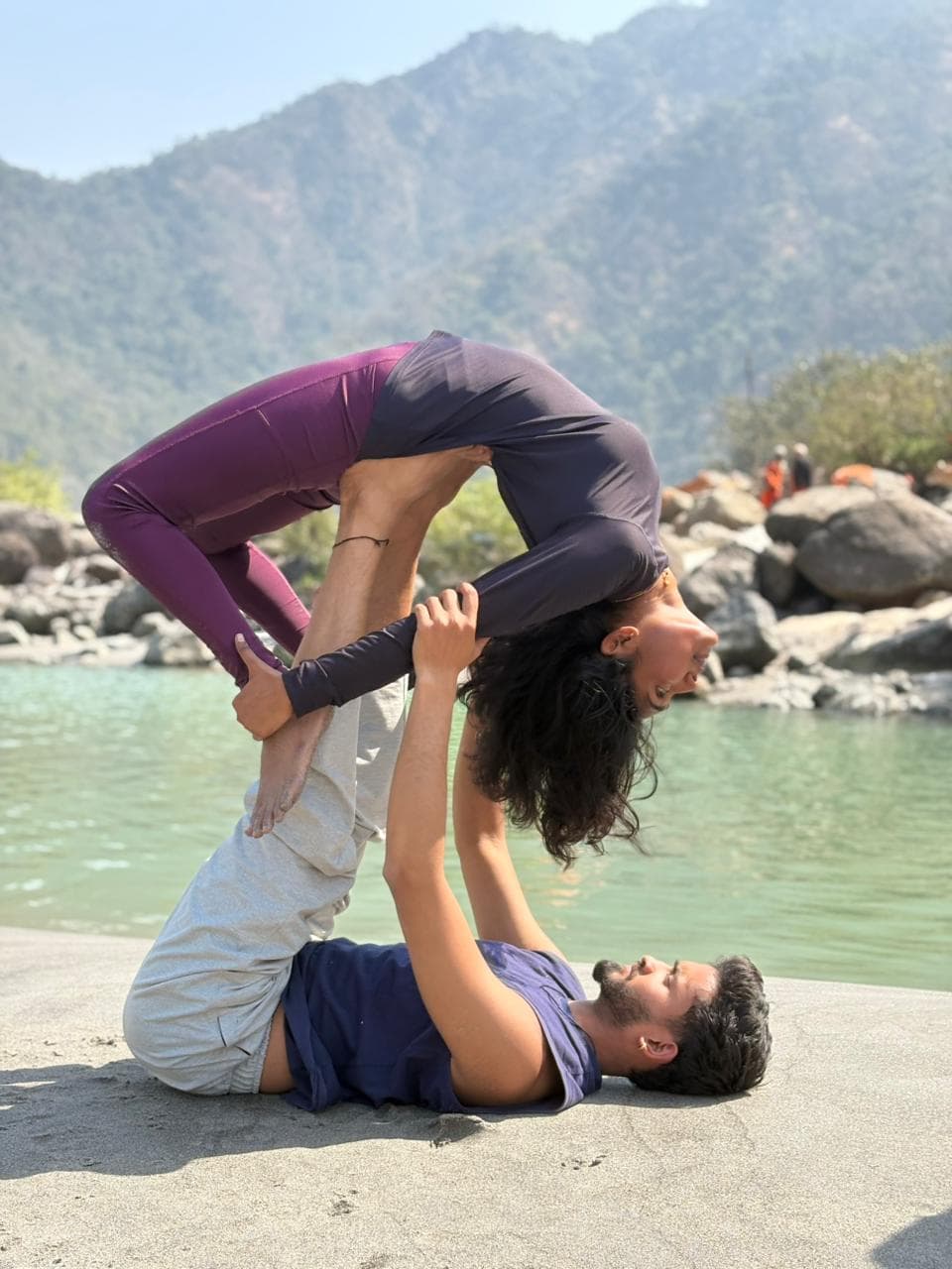 Yoga practice in Rishikesh near Ganga river - Image 2