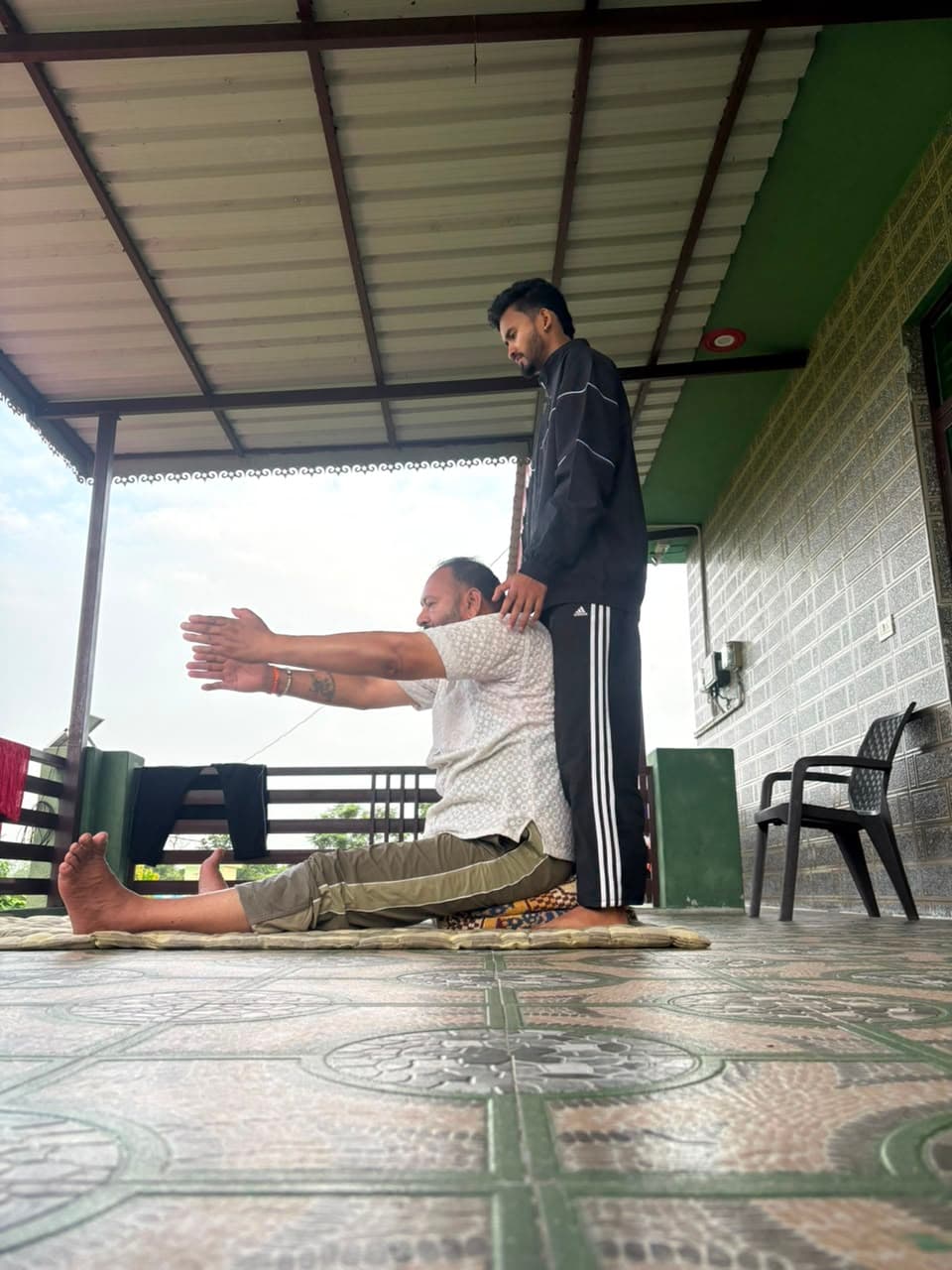 Yoga practice in Rishikesh near Ganga river - Image 1