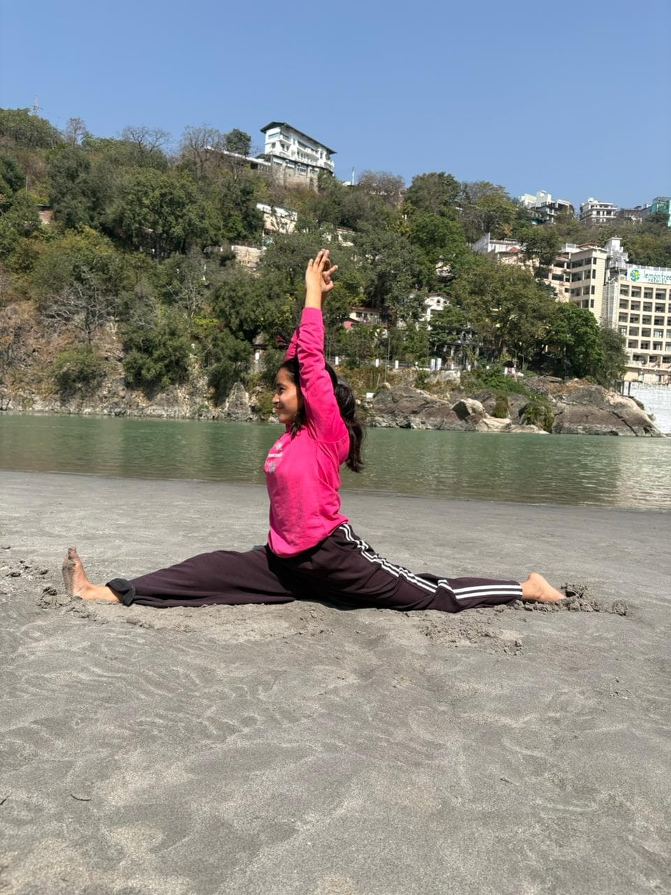 Yoga practice in Rishikesh near Ganga river - Image 2